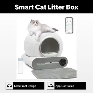 Self Cleaning Cat Litter Box 65L Automatic Cat Litter Box w/ Trash Bag & Litter Mat Smart Cat Toilet App Control 2.4G WiFi