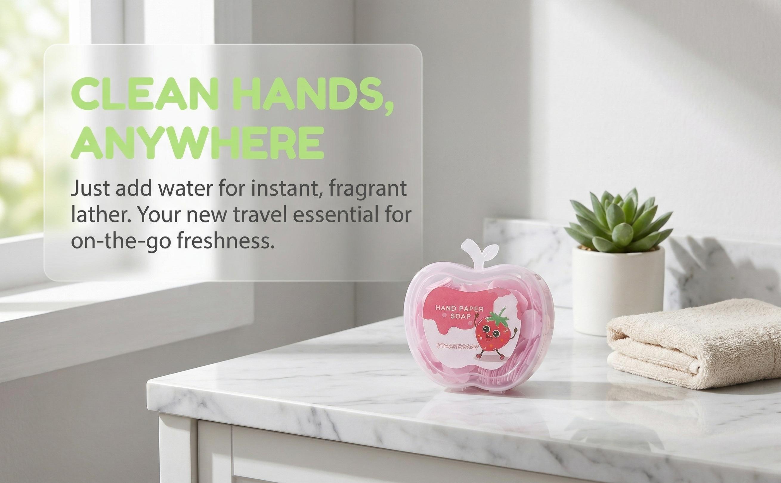 720pcs (6-Pack Rainbow Set)Portable Petal Soap Paper Sheets - On-the-Go Travel Hand Soap for Kids & Adults - Dissolvable Mini Flower Soap with Case for Travel, Camping, Hiking, and School