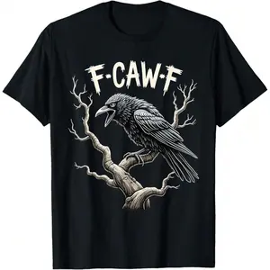 F-Caw-F Funny Raven Crow Vintage Gothic Bird Pun T-Shirt