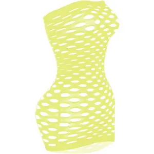 Sexy Women's Strapless Fishnet Nightgown Mini Dress & Cami Bodysuit - One Size (Yellow)| Amazon Women's Clothing Store