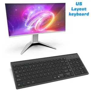 Wireless 2.4g Keyboard, Full Size with Numeric Keypad, Silent Typing, Thin Design, Compatible with Windows, Ideal for Office and Gaming