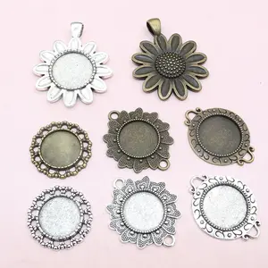 5-15pcs 16mm 18mm Inner Size Pendant Cabochon Blank Base Setting Bezel Tray DIY Jewelry Making Accessories for Necklace Keychain