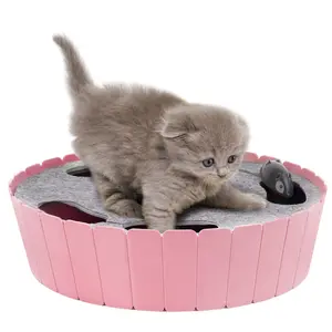 Pawaboo 4 Holes Whack-a-mole Electric Cat Toy, Interactive Cat Toy with Running Mouse, Pop and Play Hide Seek Cat Toy,Pet Supplies