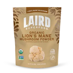 Laird Superfood Organic Lion's Mane Mushroom Powder - Full Spectrum USDA Organic Vegan Dietary Supplement for Memory & Clarity - 3.1oz