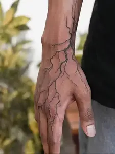 Realistic Lightning Bolt & Veins Temporary Tattoo, Waterproof, Long-Lasting, for Hand, Neck, Arm, 1-Pack, Perfect for Parties & Events