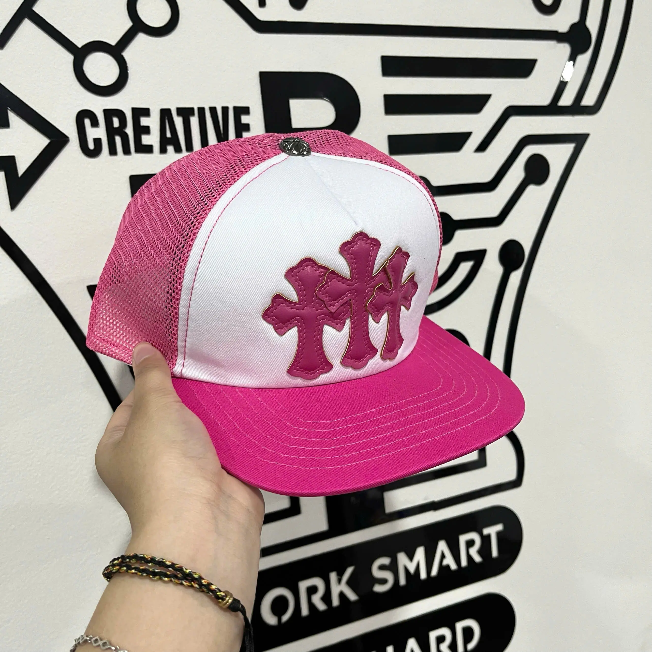PINK Y2K Streetwear Trucker Hat Embroidered Graphic Snapback Cap