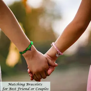 Elphaba Galinda Friendship Matching Bracelets, Movie Merch Natural Stone Hat-Crown Best Friend BFF Bracelets Jewelry Christmas Valentine's Day Gifts for Fans Friends Party Decorations