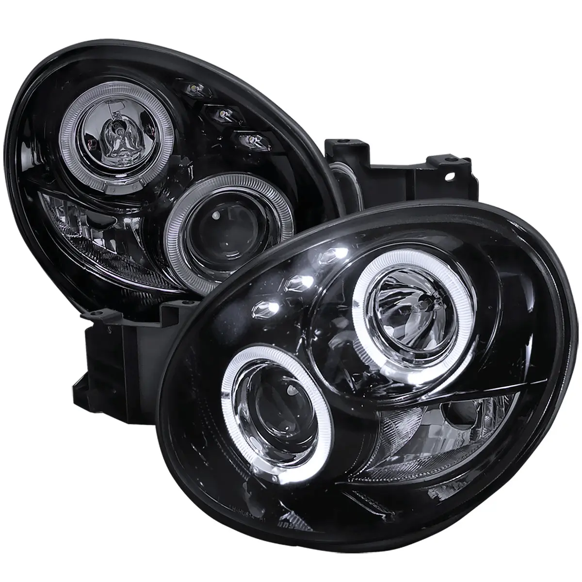 2002-2003 Impreza Dual Halo Bug Eye Projector Headlights (Glossy Black Housing/Smoke Lens)