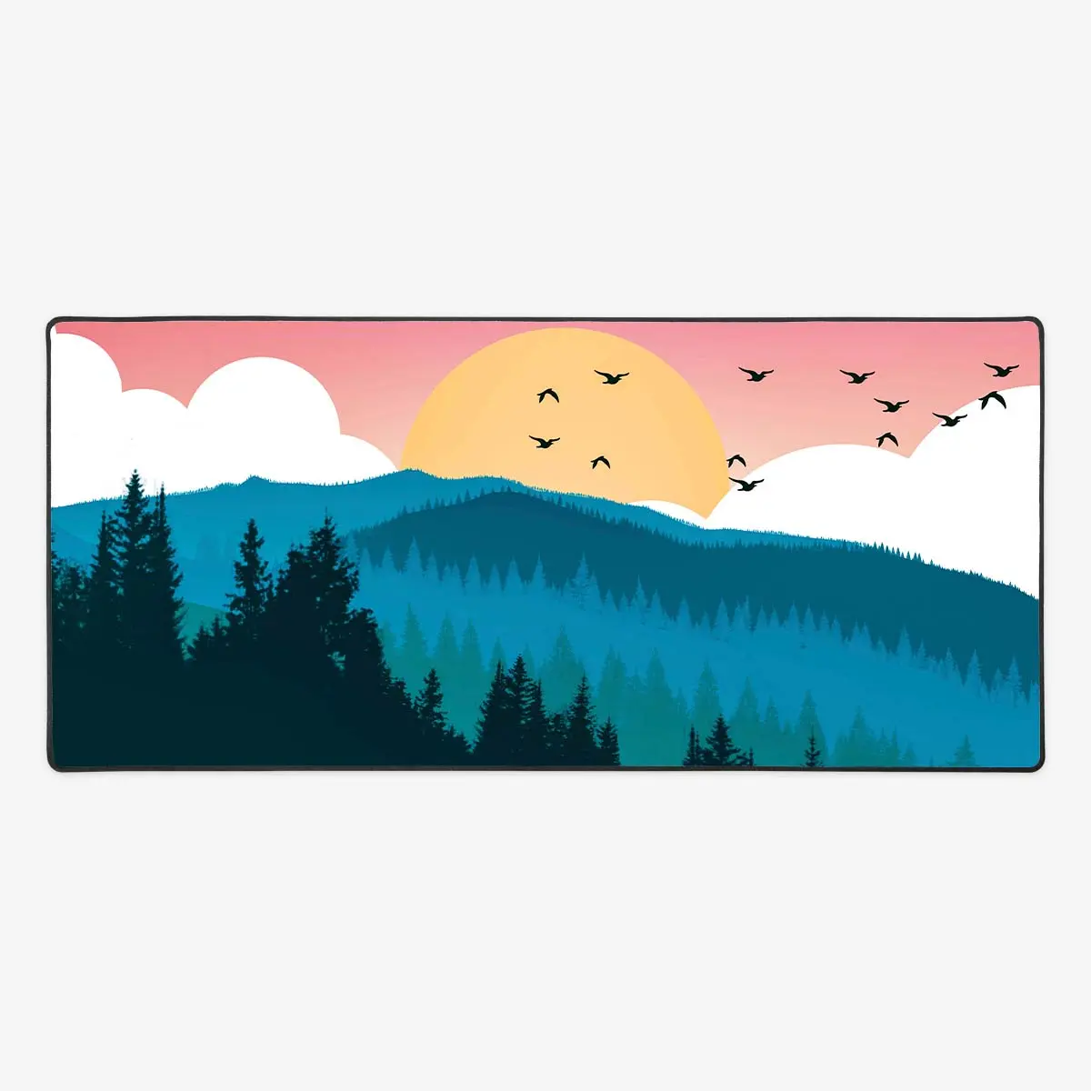 Redwood Forest Extended Desk Mouse Pad, 36” x 18” Handcrafted Fabric Computer Pad for Gaming Use, Polyester Top
