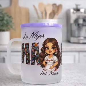 La Mejor Mama Del Mundo 17oz frosted mug with free lid and straw drinkware gift for any occasion Washable Reusable Cup