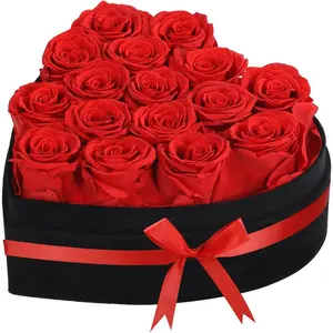 Luxury Forever Real Roses in Suede Box - 16-Piece Preserved Flowers Roses Gifts for Delivery Prime Birthday, Valentines's Day, Mother's Day,Anniversary, Graduation Gifts for Her (Red)