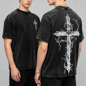 Thorn Cross Gothic Cross T-shirt Washed Biblical Cross Art Tee Jesus Tshirt , Cross Tee, Christian Apparel Streetwear Menswear Oversized Top Men and Women Bible Verse Church Outfit Gym Pump Cover