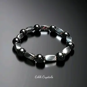 Men's Black Tourmaline Hematite Bracelet 10mm Crystal Beads Natural Stones - Energy Protection, Grounding and EMF Reduction