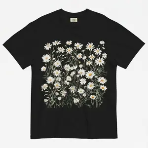 T-shirt with daisies and comfortable colors, wildflower t-shirt, cottagecore floral t-shirt, botanical t-shirt, t-shirt with a natural aesthetic, flower gift for you