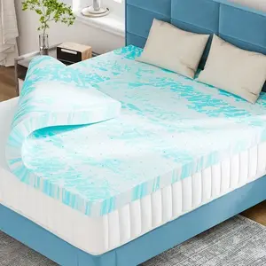 2 Inch Cooling Gel Mattress Topper - Breathable Gel Memory Foam Bed Pad with Body Contouring Support, CertiPUR-US Certified, Fits All Bed Sizes (Single, Double, Queen, King)