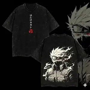 Kakashi Vintage Oversized T-Shirt Retro Washed Anime Tee, Heavyweight Cotton Streetwear Top for Naruto Fans & Manga Lovers. Unisex style tiktokshopspringglowup
