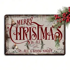 Merry Christmas 2D Flat Vintage Aluminum Wall Art 8x12 Inch Rustic Iron Sign Rose Red Perfect For Home Garage Or Outdoor Decor Unique metal wall sign Vintage Metal Tin Sign home decor plaque funny bar sign