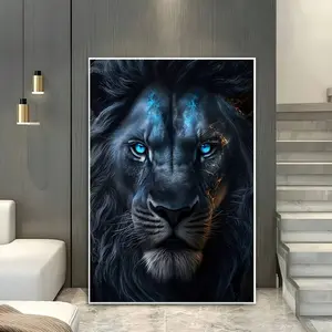 1 Pc Canvas Painting, Modern Lion Canvas Art Printed Materials , High Quality ,Thickness Wall Art Prints Poster Direct Hanging Decor For Home Gifts,Living Room, Bathroom, Bedroom, Kitchen,Bar,Office,Halloween, Christmas And