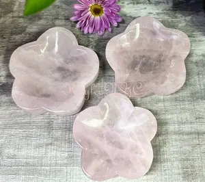 Wholesale Lot 3-4 pcs Natural Rose Quartz Flower Bowls Crystal Healing Energy