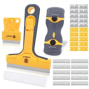 MulWark Razor Blade Scraper Tool,With Extra 20 pcs Plastic Blades And 10 pcs Metal Blades, 2-in-1 Scraper Tool Cleaning Razor Scraper For Decals, Stickers, Labels, Caulk, Adhesive, Paint, Cooktop(3 Pack)