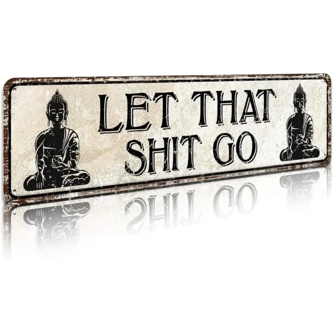 Vintage Metal Bathroom Tin Plaque Sign - 2D Flat 4x16 in Home Decor Products, Bold Letters, Easy-Hang Design, Humorous Message, Indoor Hangable Art, Housewarming Gift, 16*4 Inch