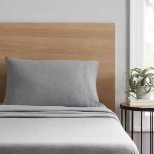 Mainstays Extra Soft Adult Jersey Bed Sheet Set, Queen, Grey Heather, 4 Pieces