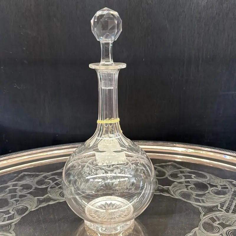 Antique French Handengraved Crystal Decanter