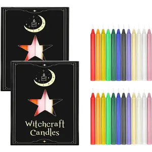 24 count Mini Colored Candle Chimes, Spell Candles, Unscented, 10cm-4Inch Tall, 0.4 Inch Diameter, Candle Holders for Rituals, Prayer, Meditation (24, 10cm)