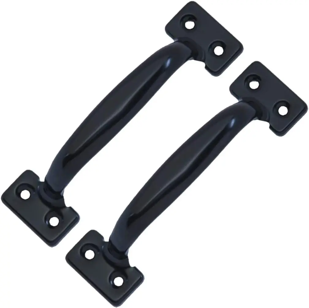 Door Pull, 6-1/2", Steel, Black Coated, 2 Pack,  Taiwan