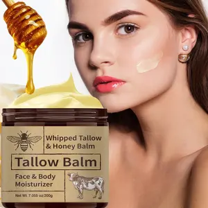 Beef Tallow and Honey Moisturizing Cream 200g, Facial and Body Moisturizing Cream - grass-fed beef tallow + honey, deep moisturizing, suitable for all skin types, fully hydrating and moisturizing, nourishing the skin and providing long-lasting moisture
