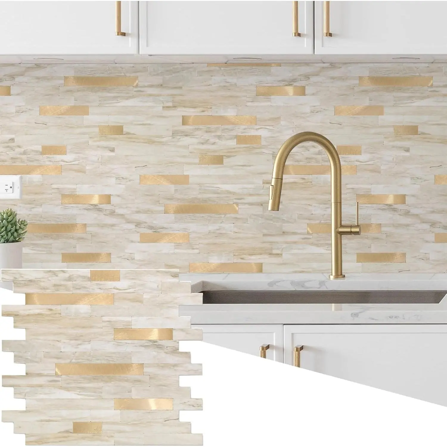 Amber Beige Stone With Gold