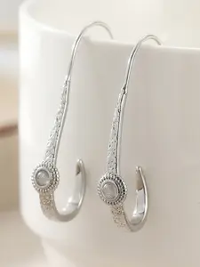 Synthetic Moonstone Silver Color Ring Earrings, Moonstone Jewelry for Bride, Pendant Earrings for Weddings, Casual and Elegant Design