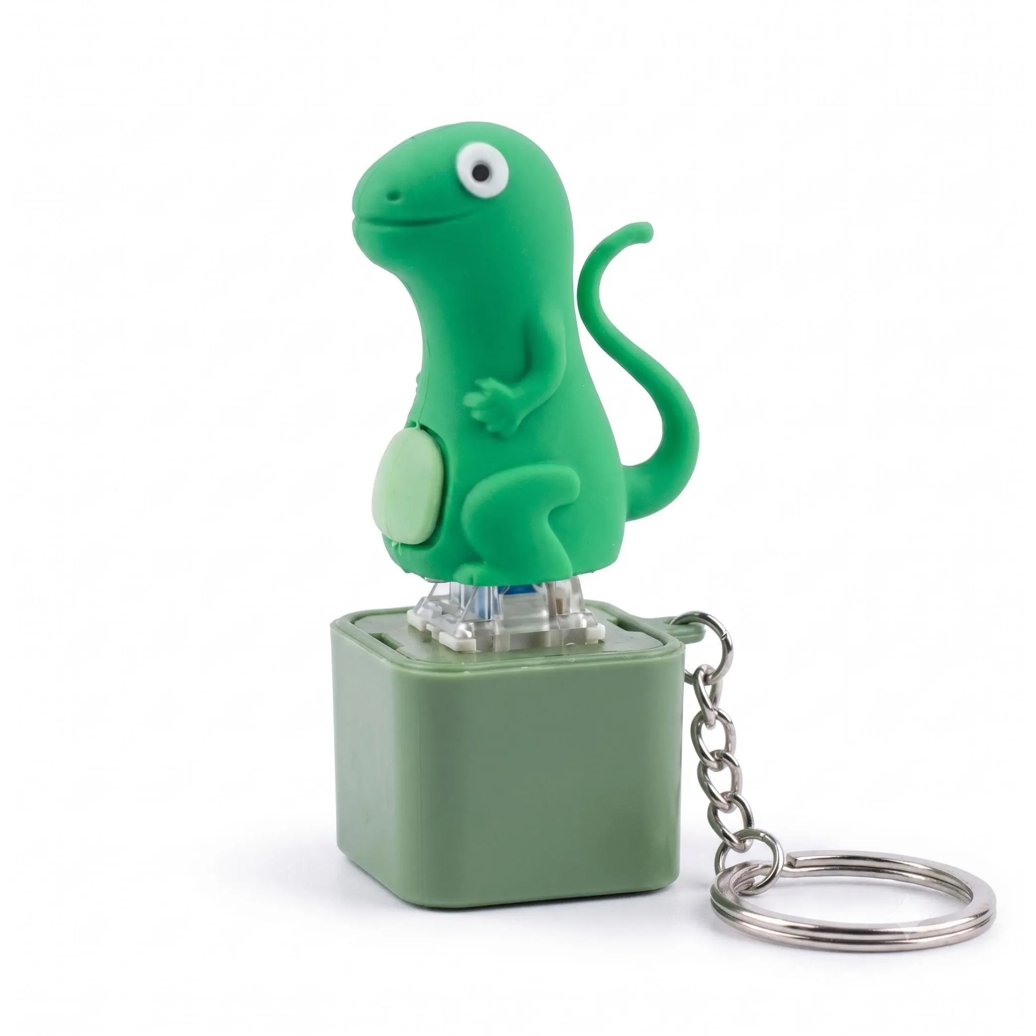 Unisex Portable Button Fidget Animal Keychain - Green Lizard & Snake Press-to-Click Sensory Toy for Mid Year Stress Relief, Party Favors, Everyday Use Backpack & Car Key Accessory (1PC)