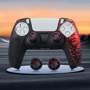 Ps5 Controller Protective Case, Anti-Drop Design, Spider Full Set with Two Joystick Caps + Stickers, Durable Ps5 Accessory