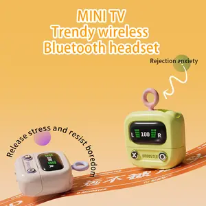 Bluetooth 5.4 Mini TV Trendy Wireless Earbuds - Cute Design, Type C Charging Line, 4G Earbuds & Earbuds Container, Perfect Gift for Students & Kids