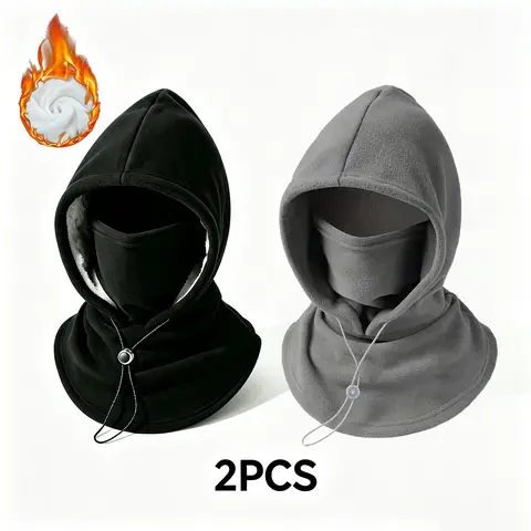 Unisex 2-Piece Integrated Flannel Hat & Face Mask, Windproof Neck Visor, Hats for Women, Autumn-Winter Outdoor Cycling Sports & Outdoor Accessory