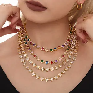Zircon Colored Titanium Steel Jewelry Set