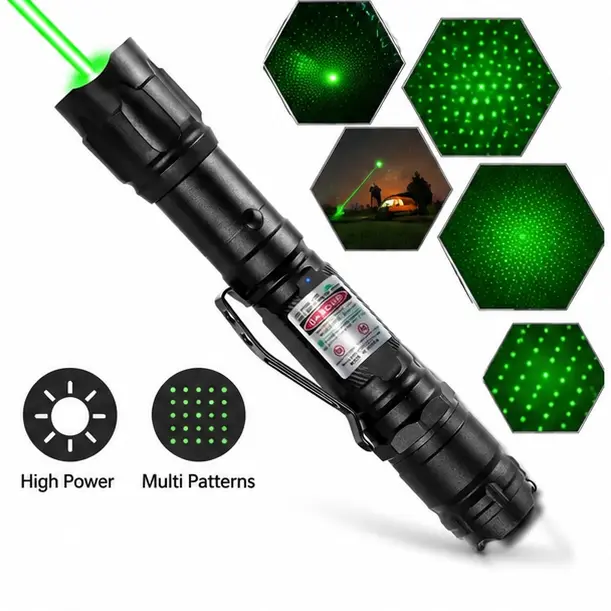 Rechargeable Laser Pointer Pen with Built-in Lithium-Ion Battery, Compact Portable Metal Body, Long-Range Beam, LED Flashlight, TV LED LCD Screen Compatibility for Camping Hiking, Outdoor Enthusiasts Emergency Use
