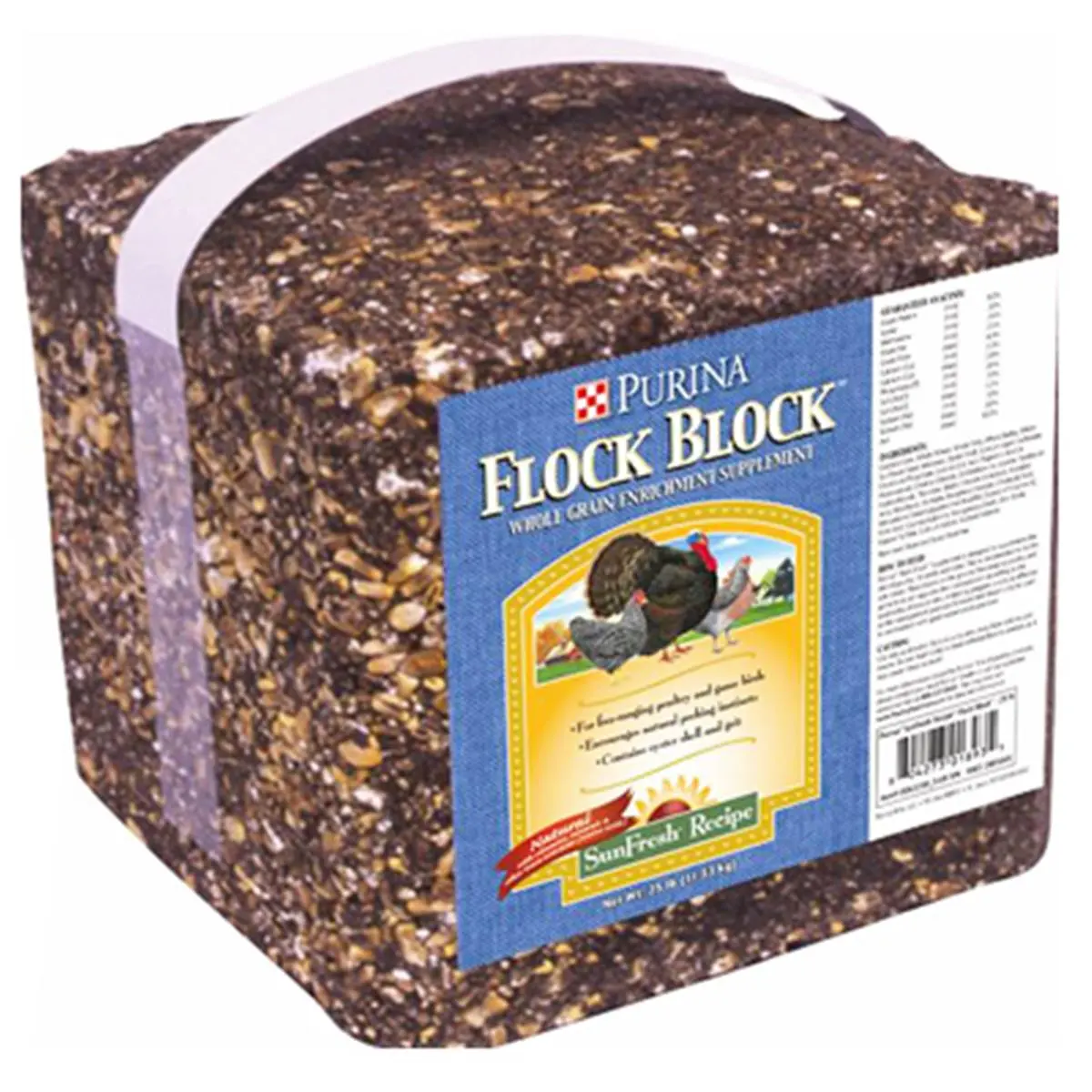 212 MAIN Purina 3003351-603 25 lbs. Sunfresh Recipe Whole Grain Flock Block - Free-Range Bird Pecking Aid, Enrichment Feeding Tool