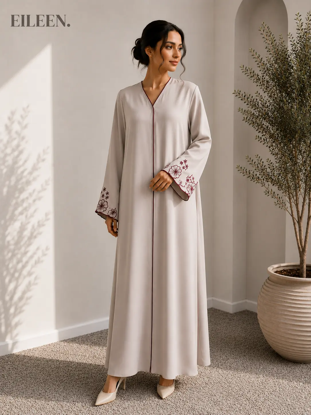 Ivory Blossom Abaya - Women's Modest clothing