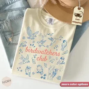 Comfort Colors Bird Watcher Club Shirt, Vintage Birding T-Shirt, Nature Lover Graphic Tee, Retro Outdoor Birdwatching Shirt