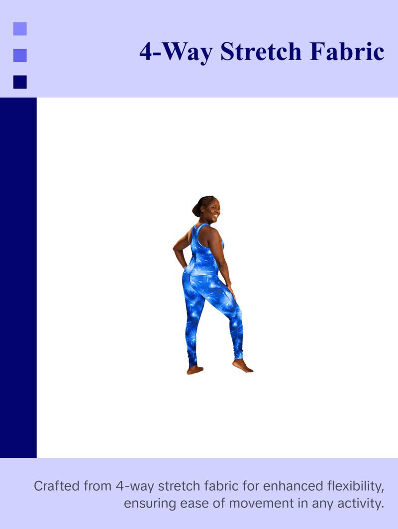 Sapphire Bodysuit Spandex Women's Wear Zipper Compression Long Sleeveless with Moisture-Wicking Technology & YKK Zipper Double-Layered Bust Compression Curve-Defining Silhouette Racer Back Detail 4-Way Stretch Fabric