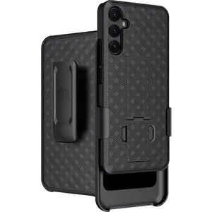 Case with Clip for Galaxy A54 5G (2023), Nakedcellphone Slim Hard Shell Phone Cover with Kickstand and [Rotating/Ratchet] Belt Hip Holster Combo for Samsung SM-A546 - Black