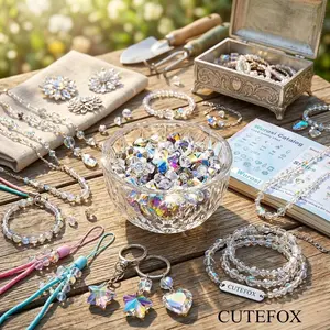 mix ab style clear Glass Beads for Jewelry Making –High Shine, Faceted Cut Crystal Beads, Crystal Beads with Loose Bead, DIY Bracelet Necklace Earring Craft Kit and Lamp Decor with Organizer Box