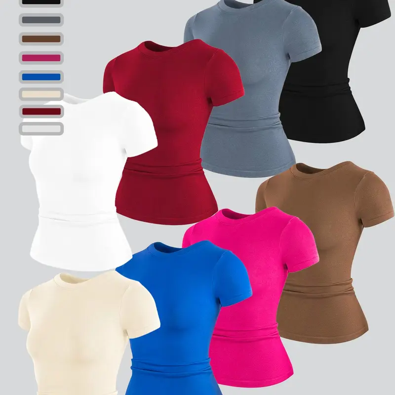Women's Quick-Dry Comfortable Sporty Short-Sleeve T-Shirt, Fitness Shirt, Athletic Clothes, Sportswear for Training, Soft Tight-Fit Top for Gym Workout and Outdoor Sports, New Spring Summer 2026