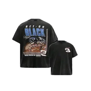 Dale Earnhardt Number 3 NASCAR Retro Racing Graphic Printed Crew Neck Short Sleeve T Shirt Vintage Acid Washed Heavy Cotton Oversized Loose Fit Casual Daily Outdoor Racing Event Streetwear Classic Fan Top Ideal Motorsport Enthusiast Gift Compatible With F