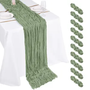 5 Pack Cheesecloth Table Runner 10Ft Boho Gauze Table Runner Cheese Cloth Long Rustic Sheer Table Runner for Wedding Bridal Baby Shower Birthday Party Cake Table Arbor Decorations (Sage Green)