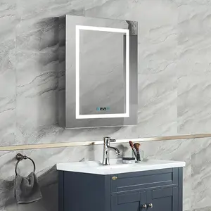 LED Lighted Bathroom Medicine Cabinet with Mirror, 19.7 x 27.5 Inch, Surface led Medicine Cabinet, Defog, Stepless Dimming, 3 Color Temper Change, Adjustable Storage Shelves