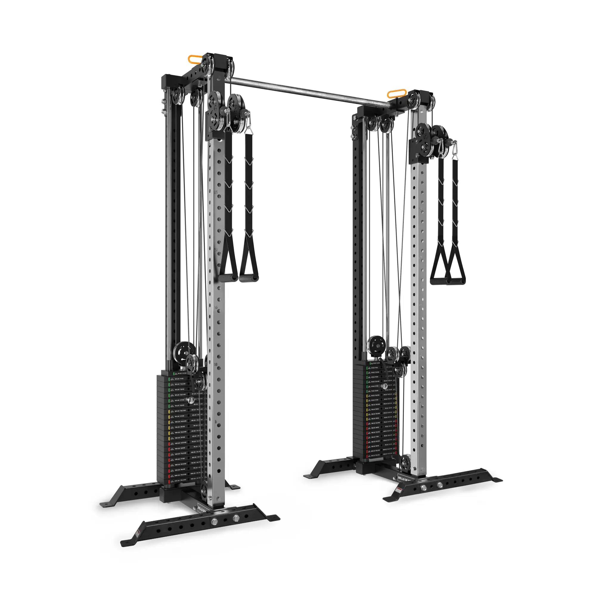 Bells of Steel 2-Tower Cable Squat Stands, Multi-Exercise Strength Training Equipment with Tall Steel Frame, Compact Design, Adjustable Handles, Two Towers