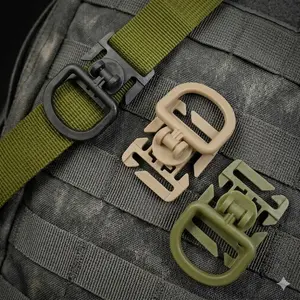 360° Rotating Tactical carabiner Clip: d-ring Multi-Purpose Locking Gear Organizer for Backpack, Hydration Hose, Webbing & Elastic Cord management, Outdoor Accessories Tool